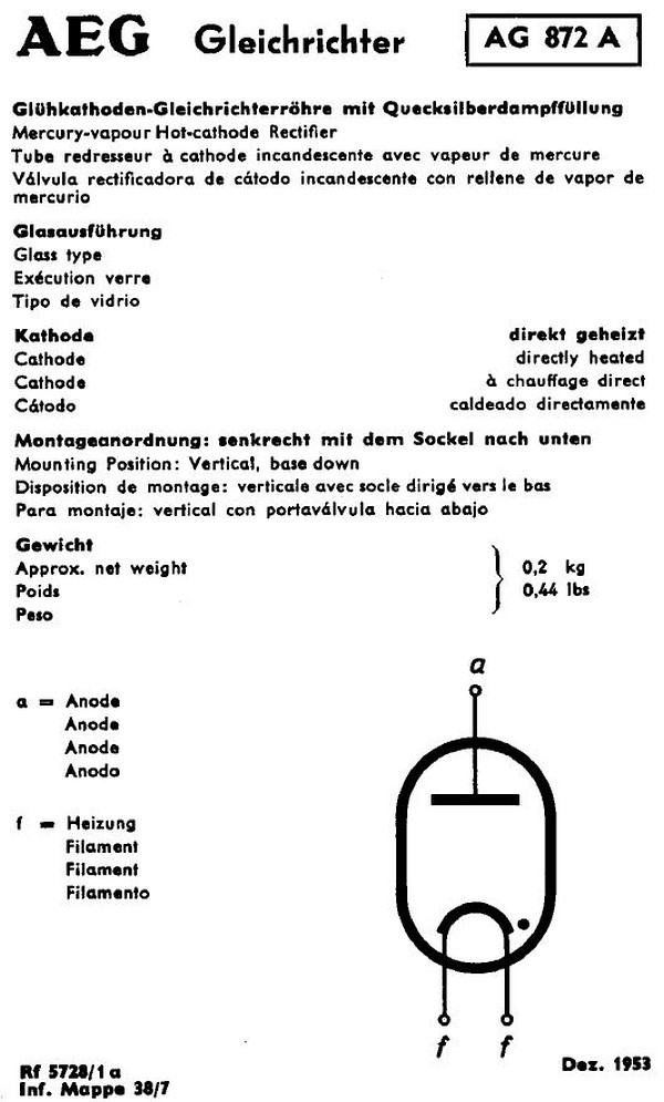 AG872a - Hg-Gleichrichterr�hre